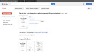 
                            13. Genio del cristianesimo del visconte di Chateaubriand: 525 p - Google Books-Ergebnisseite