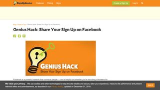 
                            10. Genius Hack: Share Your Sign Up on Facebook