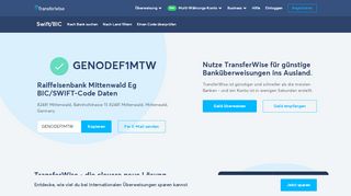 
                            11. GENODEF1MTW BIC/SWIFT-Code - Raiffeisenbank Mittenwald Eg ...