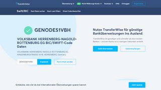 
                            12. GENODES1VBH BIC/SWIFT-Code - Volksbank Herrenberg-Nagold ...
