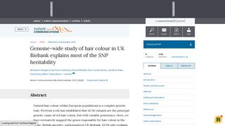 
                            8. Genome-wide study of hair colour in UK Biobank explains most of the ...