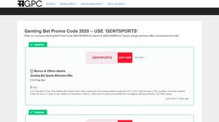 
                            8. Genting Casino / Genting Bet Promo Code 2019: GENTCAS (£350 ...