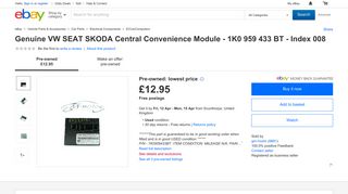 
                            10. Genuine VW SEAT SKODA Central Convenience Module - 1K0 959 ...