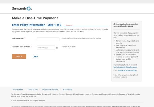 
                            2. Genworth: Pay Online Step 1