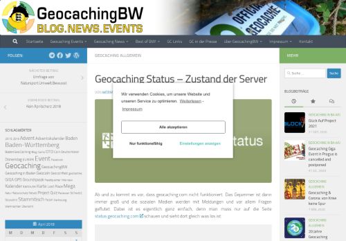 
                            9. Geocaching Status - Zustand der Server | GeocachingBW