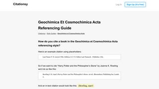 
                            10. Geochimica et Cosmochimica Acta Referencing Guide · Citationsy