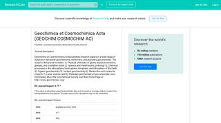 
                            6. Geochimica et Cosmochimica Acta | RG Impact Rankings 2018 and ...