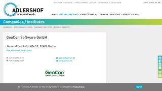 
                            9. GeoCon Software GmbH - Technology Park Berlin Adlershof