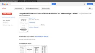 
                            10. Geographisch-statistisch-historisches Handbuch des Meklenburger ...