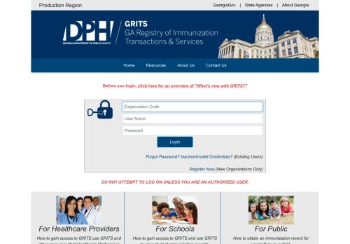 
                            13. Georgia Registry of Immunization Transactions and Services .. [Login]