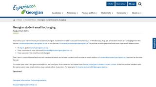 
                            2. Georgian student email is changing - Georgian College
