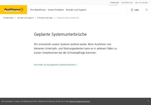 
                            4. Geplante Systemunterbrüche | PostFinance