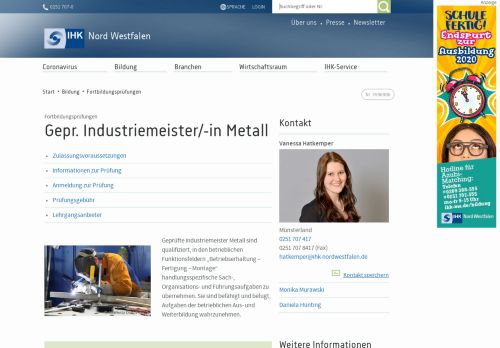 
                            1. Gepr. Industriemeister/-in Metall - IHK Nord Westfalen