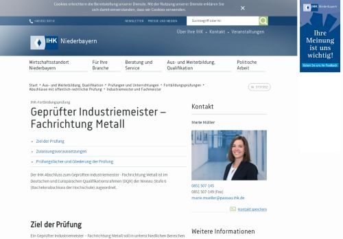 
                            13. Geprüfter Industriemeister – Fachrichtung Metall - IHK Niederbayern