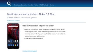 
                            3. Gerät friert ein und stürzt ab - Nokia 6.1 Plus - Handyhilfe - o2