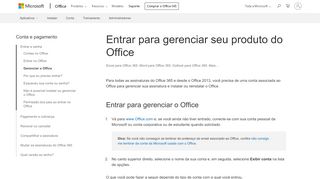 
                            8. Gerenciar a conta usada com o Office - Suporte do Office