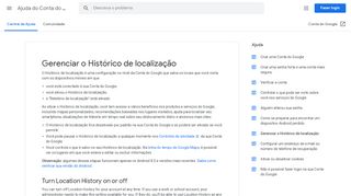 
                            2. Gerenciar o Histórico de localização - Ajuda do Conta do Google