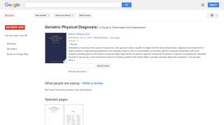 
                            12. Geriatric Physical Diagnosis: A Guide to Observation and Assessment - Google Books Result