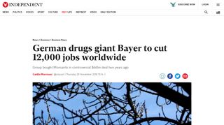 
                            10. German drugs giant Bayer to cut 12,000 jobs worldwide | The ...