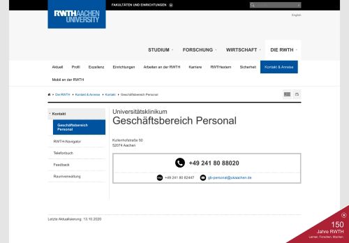 
                            12. Geschäftsbereich Personal - RWTH AACHEN UNIVERSITY - Deutsch