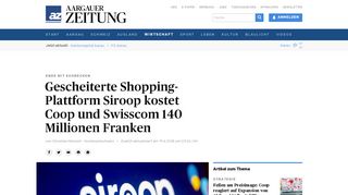 
                            4. Gescheiterte Shopping-Plattform Siroop kostet Coop und Swisscom ...