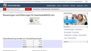 
                            5. GeschenkeMAXX.com - Kundenbewertungen - Onlinehändler