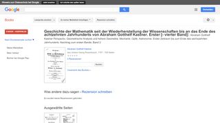 
                            7. Geschichte der Mathematik seit der Wiederherstellung der ... - Google Books-Ergebnisseite