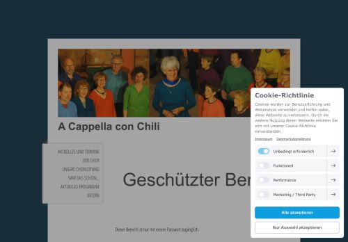 
                            8. Geschützter Bereich - Login - A Cappella con Chili - Jazz, Pop!