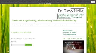 
                            12. Geschützter Bereich - Login - Dr. Timo Nolle