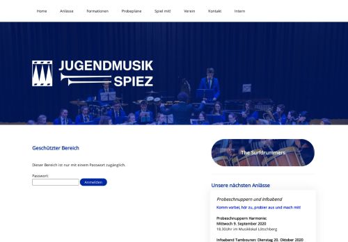 
                            13. Geschützter Bereich - Login - Jugendmusik Spiez