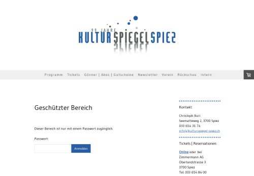 
                            10. Geschützter Bereich - Login - Kultur in Spiez