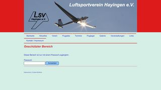 
                            10. Geschützter Bereich - Login - LSV-Hayingen e.V. Webseite