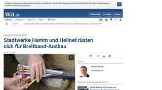 
                            4. Gesellschaft auf Abruf: Stadtwerke Hamm und Helinet rüsten sich für ...