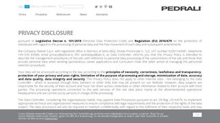 
                            2. Gesetzliche Hinweise und Datenschutz - Pedrali