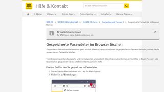 
                            1. Gespeicherte Passwörter im Browser löschen - WEB.DE Hilfe