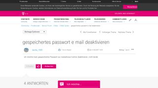 
                            11. gespeichertes passwort e mail deaktivieren - Telekom hilft Community