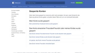 
                            2. Gesperrte Konten | Facebook-Hilfebereich | Facebook