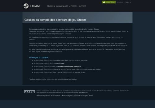 
                            7. Gestion du compte des serveurs de jeu Steam - Steam Community