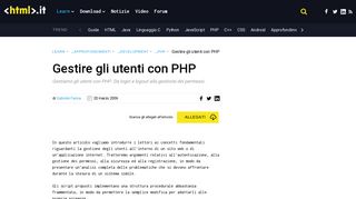 
                            11. Gestire gli utenti con PHP | HTML.it