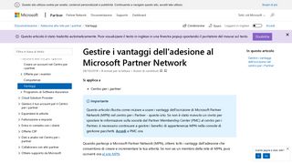 
                            5. Gestire i vantaggi del Microsoft Partner Network | Microsoft Docs