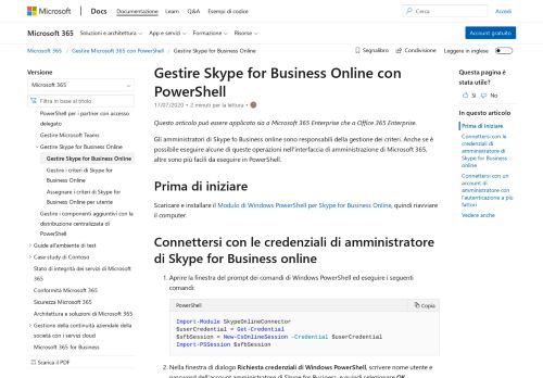
                            9. Gestire Skype for Business Online con PowerShell di Office 365 ...