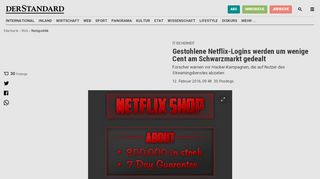 
                            3. Gestohlene Netflix-Logins werden um wenige Cent am Schwarzmarkt ...