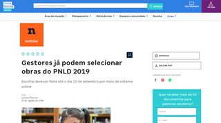 
                            8. Gestores já podem selecionar obras do PNLD 2019 - Gestão Escolar