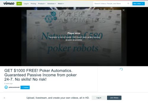 
                            8. GET $1000 FREE! Poker Automatics. Guaranteed Passive Income ...