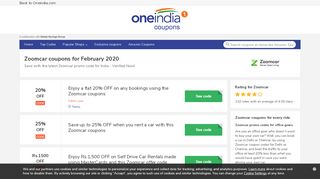 
                            4. Get 20% OFF | Zoomcar coupons | February 2019 | OneIndia