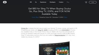 
                            11. Get $80 for Sling TV When Buying Oculus Go, Plus Sling TV, ESPN ...