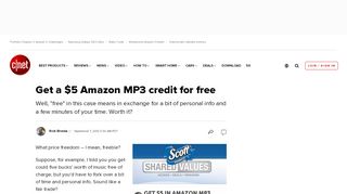 
                            10. Get a $5 Amazon MP3 credit for free - CNET