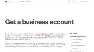 
                            4. Get a business account | Pinterest help