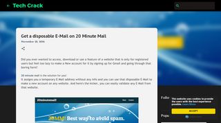 
                            3. Get a disposable E-Mail on 20 Minute Mail - Tech Crack