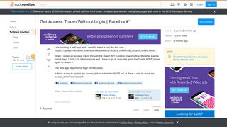 
                            10. Get Access Token Without Login | Facebook` - Stack Overflow